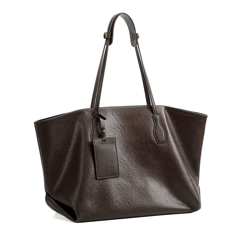 XL Vegetable-Tanned Leather Tote Bag  Large Weekender Carryall with Zipper
