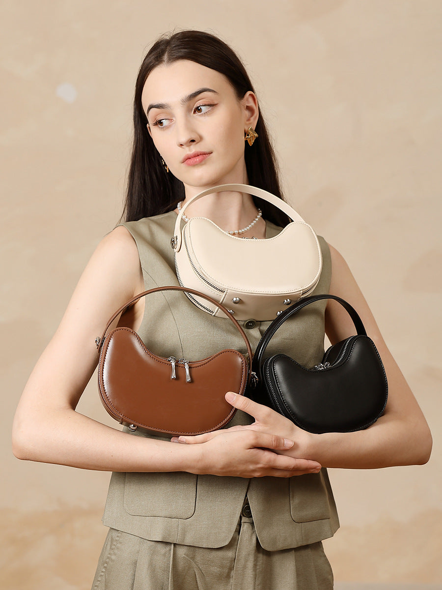 Mini Leather Hobo Bag with Zipper  Compact Slouchy Shoulder Bag for Everyday Use