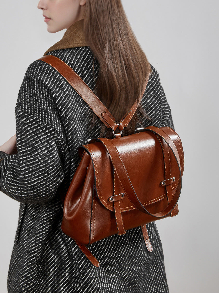 Soft Calfskin Leather Flap Tote  Durable Everyday Shoulder Bag Main image