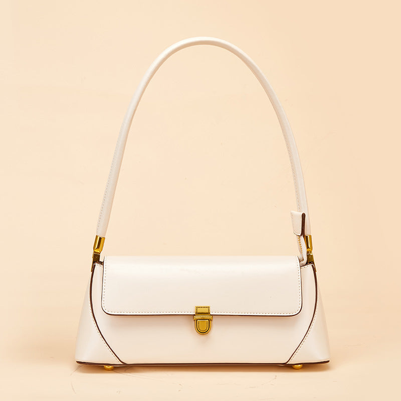 Vintage Leather Baguette Bag  Soft Minimalist Shoulder Bag for Everyday Styling