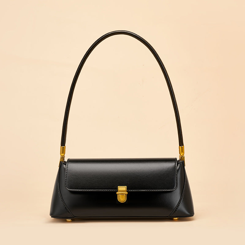 Vintage Leather Baguette Bag  Soft Minimalist Shoulder Bag for Everyday Styling
