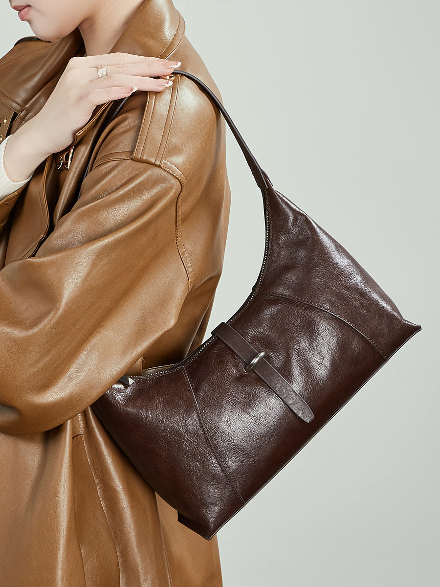 Large Leather Hobo Bag  Slouchy Shoulder Bag with Zipper for Everyday Use