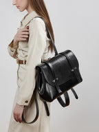 Soft Calfskin Leather Flap Tote  Durable Everyday Shoulder Bag