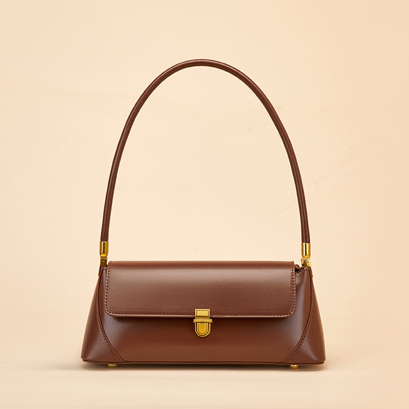 Vintage Leather Baguette Bag  Soft Minimalist Shoulder Bag for Everyday Styling
