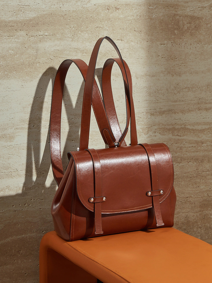 Soft Calfskin Leather Flap Tote  Durable Everyday Shoulder Bag