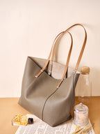 Minimalist Full-Grain Leather Tote Bag  Large Everyday Carryall for Work & Daily Use