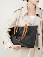 Minimalist Full-Grain Leather Tote Bag  Large Everyday Carryall for Work & Daily Use