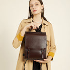 2026 New Leather Backpack Women's British Collegiate School Bag College Student Retro Computer Simple Cowhide Backpack