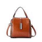 Leather Bucket Bag with Zipper  Vintage Minimalist Shoulder & Crossbody Bag