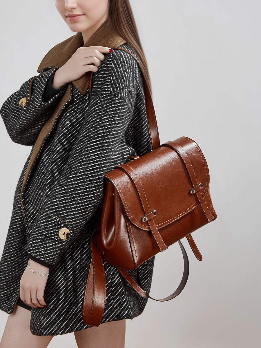 Soft Calfskin Leather Flap Tote  Durable Everyday Shoulder Bag Secondary image