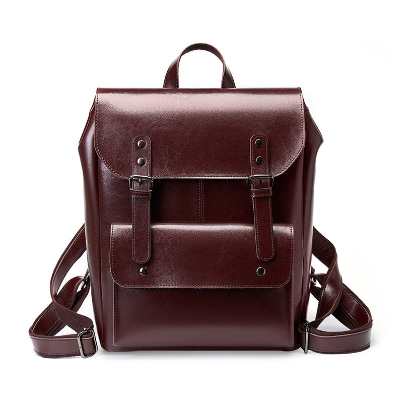 Anti-Theft Leather Flap Bag  Structured Vintage Shoulder Bag with Lock Closure