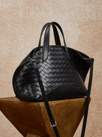 Woven Leather Tote Bag with Zipper  Large Statement Shoulder Bag for Everyday Use