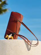 Unisex Full-Grain Leather Shoulder Bag  Minimalist Zipper Bag for Everyday Use