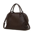 Full-Grain Leather Bowling Bag  Minimalist Everyday Shoulder Handbag