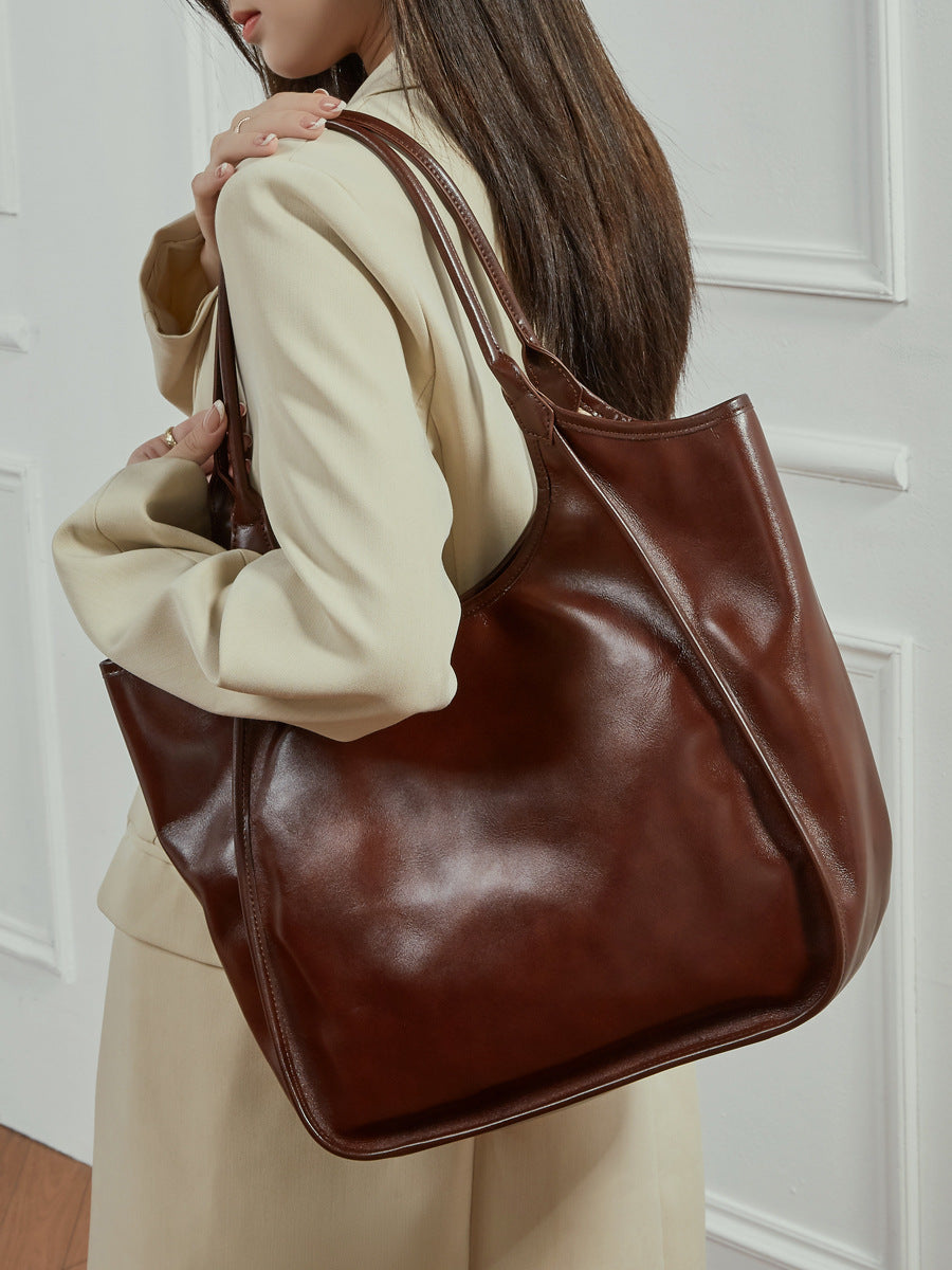 XL Full-Grain Leather Tote Bag  Oversized Shopper for Travel & Everyday Use