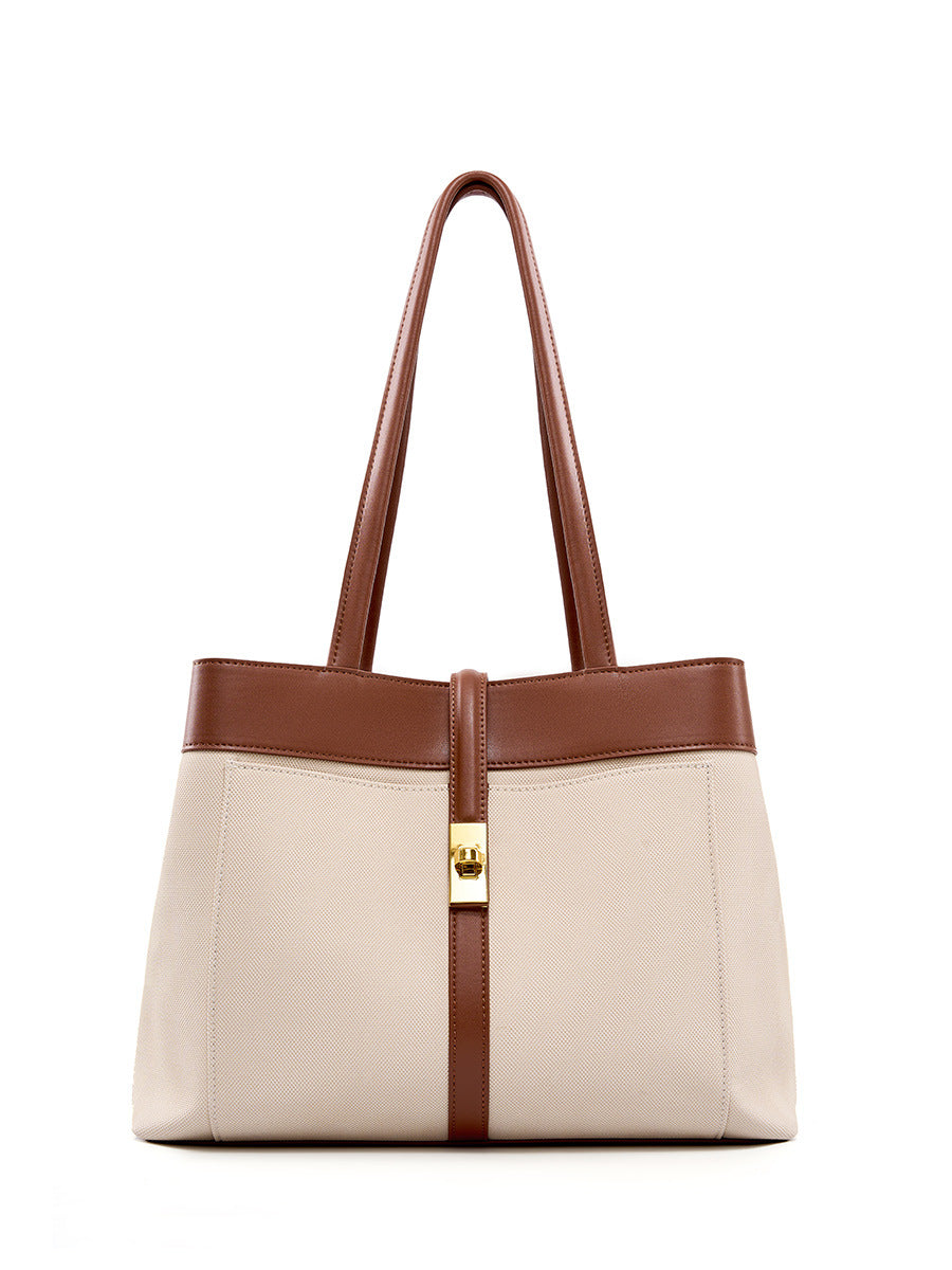 Large Leather Tote Bag  Minimalist Unisex Carryall for Everyday Use