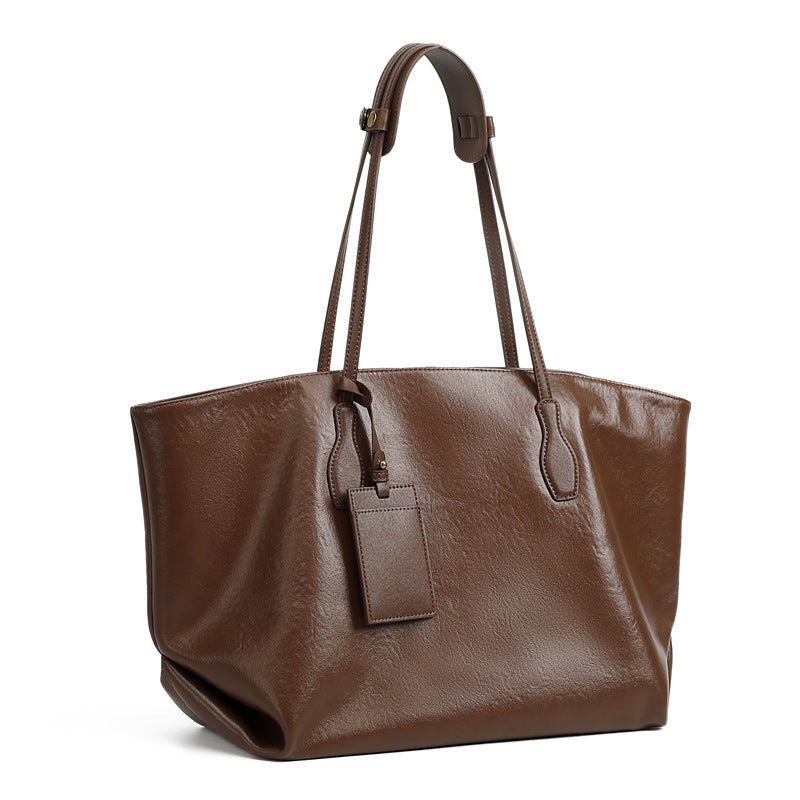 XL Vegetable-Tanned Leather Tote Bag  Large Weekender Carryall with Zipper