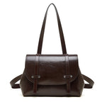 Soft Calfskin Leather Flap Tote  Durable Everyday Shoulder Bag