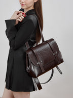 Soft Calfskin Leather Flap Tote  Durable Everyday Shoulder Bag