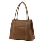 Large Full-Grain Leather Top Handle Tote  Minimalist Vertical Carryall Bag
