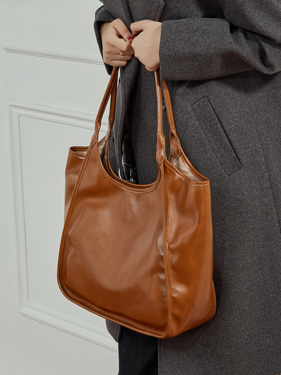 XL Full-Grain Leather Tote Bag  Oversized Shopper for Travel & Everyday Use