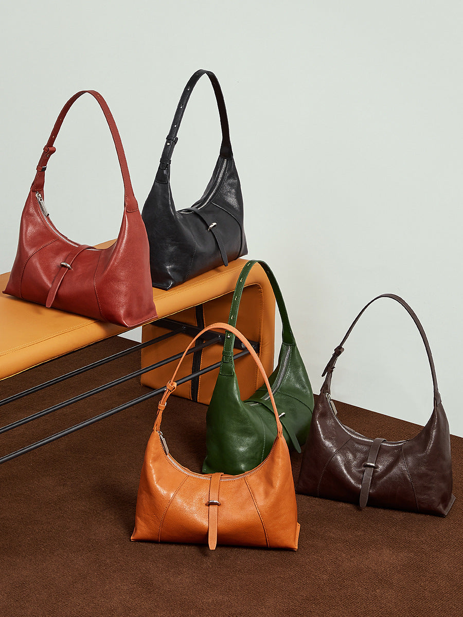 Large Leather Hobo Bag  Slouchy Shoulder Bag with Zipper for Everyday Use