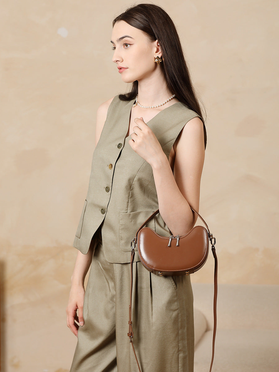Mini Leather Hobo Bag with Zipper  Compact Slouchy Shoulder Bag for Everyday Use