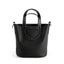 Full-Grain Leather Bucket Bag  Minimalist Cutout Tote with Modern Patchwork Design