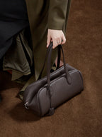 Large Full-Grain Leather Boston Bag  Minimalist Travel & Everyday Handbag