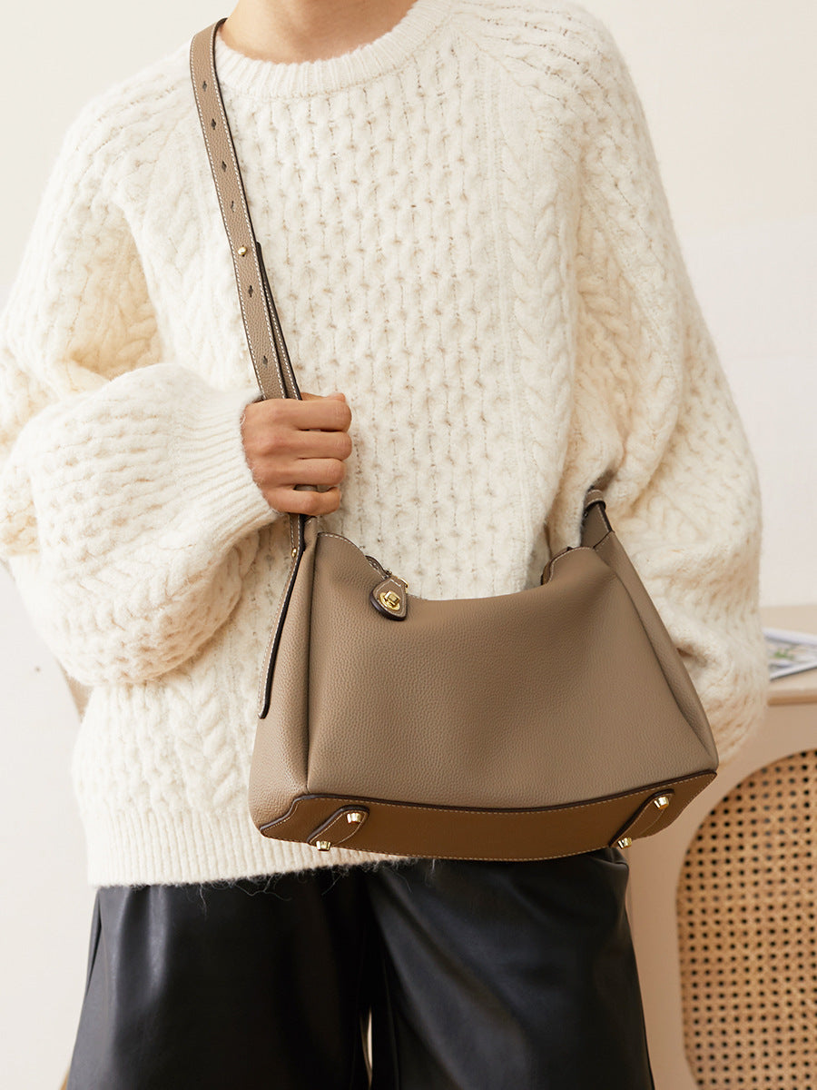 Vintage Full-Grain Leather Messenger Bag  Minimalist Everyday Shoulder Bag