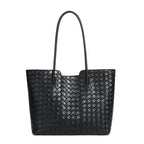 Large Woven Leather Tote Bag  Soft Minimalist Shoulder Bag for Everyday Use