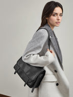Large Full-Grain Leather Shoulder Tote Bag  Casual Travel Handbag for Everyday Use