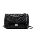Embroidered Lambskin Shoulder Bag  Minimalist Underarm Bag with Lock Closure