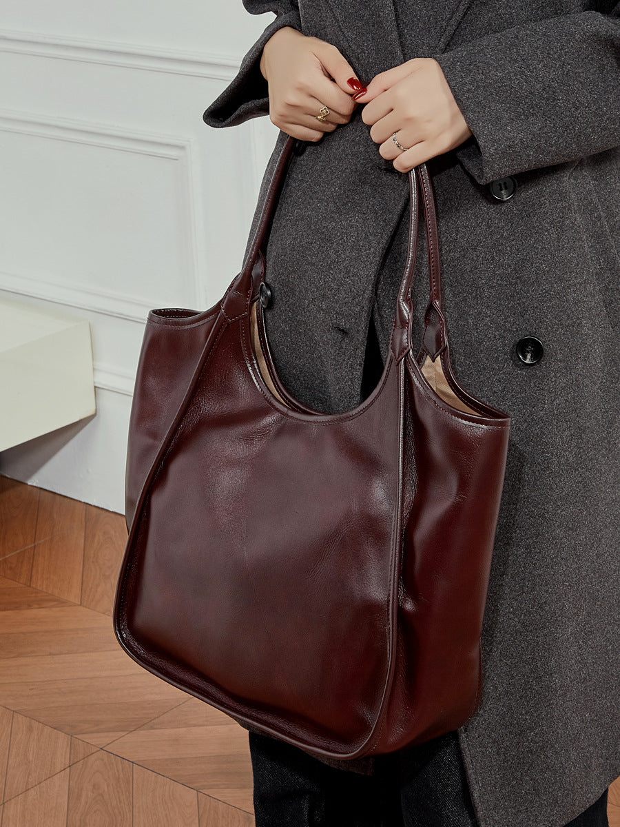XL Full-Grain Leather Tote Bag  Oversized Shopper for Travel & Everyday Use