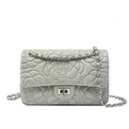 Embroidered Lambskin Shoulder Bag  Minimalist Underarm Bag with Lock Closure