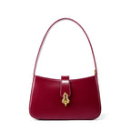 Minimalist Leather Shoulder Bag with Lock  Elegant Underarm Bag for Everyday Use