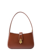 Minimalist Leather Shoulder Bag with Lock  Elegant Underarm Bag for Everyday Use