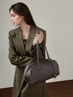 Large Full-Grain Leather Boston Bag  Minimalist Travel & Everyday Handbag