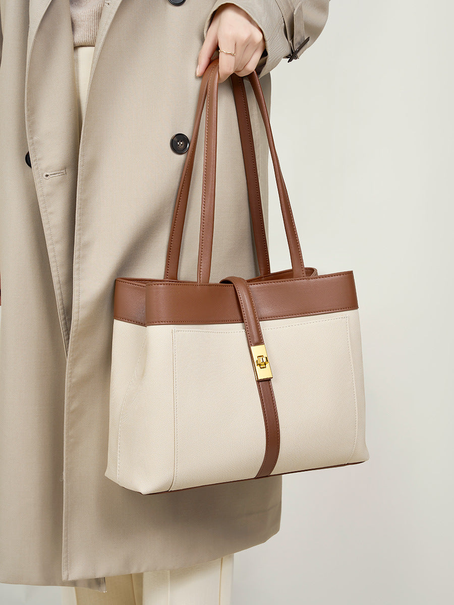Large Leather Tote Bag  Minimalist Unisex Carryall for Everyday Use