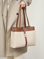 Large Leather Tote Bag  Minimalist Unisex Carryall for Everyday Use