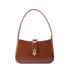 Minimalist Leather Shoulder Bag with Lock  Elegant Underarm Bag for Everyday Use