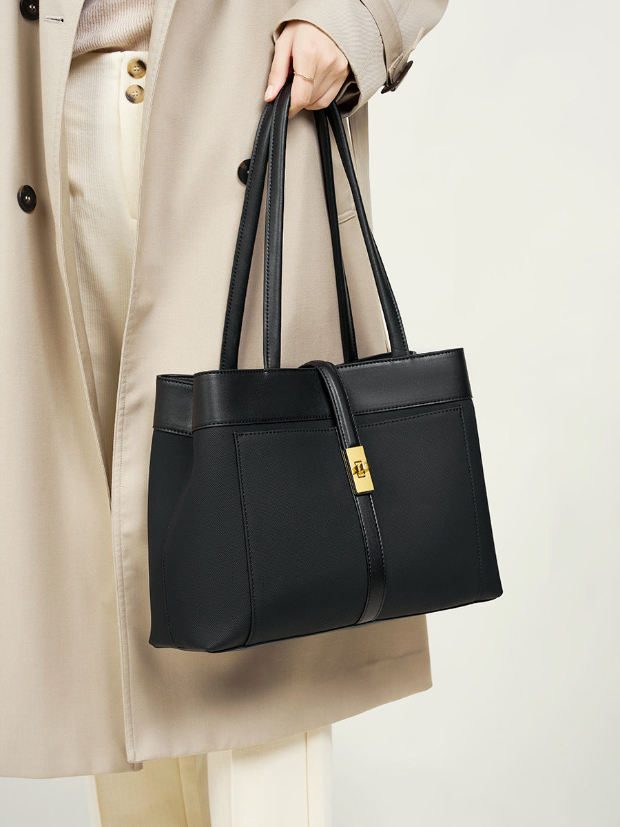 Large Leather Tote Bag  Minimalist Unisex Carryall for Everyday Use