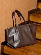 XL Vegetable-Tanned Leather Tote Bag  Large Weekender Carryall with Zipper