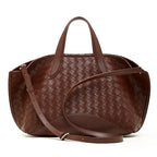 Woven Leather Tote Bag with Zipper  Large Statement Shoulder Bag for Everyday Use