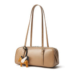 Unisex Full-Grain Leather Shoulder Bag  Minimalist Zipper Bag for Everyday Use