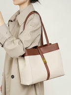 Large Leather Tote Bag  Minimalist Unisex Carryall for Everyday Use