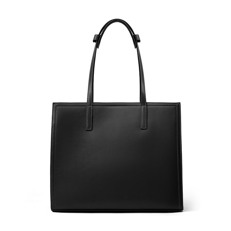 Large Leather Tote Bag with Zipper  Vintage Minimalist Shoulder Bag for Everyday Use