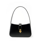 Minimalist Leather Shoulder Bag with Lock  Elegant Underarm Bag for Everyday Use