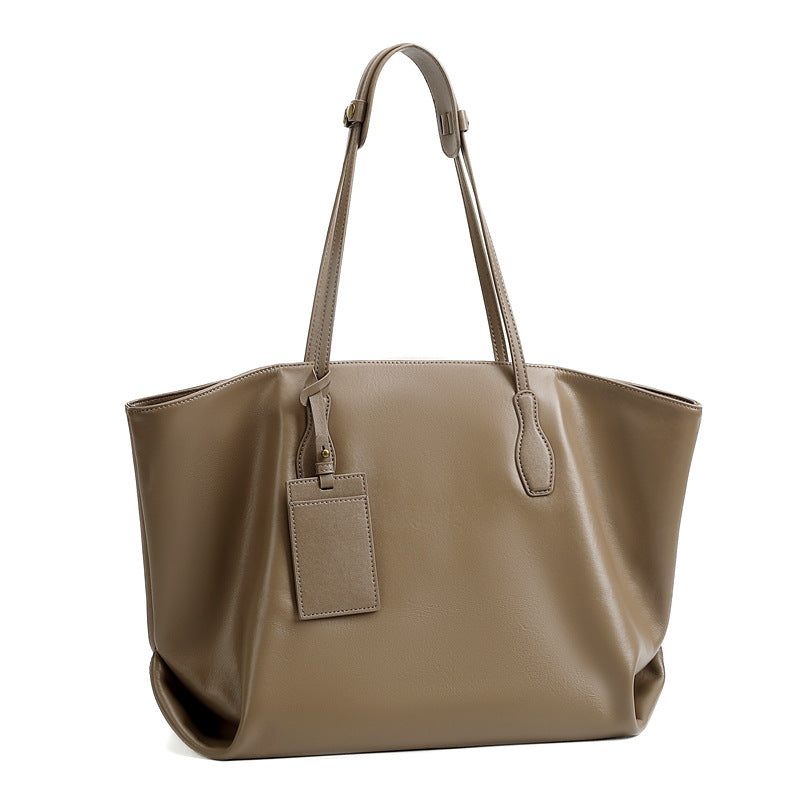 XL Vegetable-Tanned Leather Tote Bag  Large Weekender Carryall with Zipper