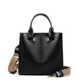 Full-Grain Leather Vertical Tote Bag  Minimalist Patchwork Shoulder Bag for Everyday Use